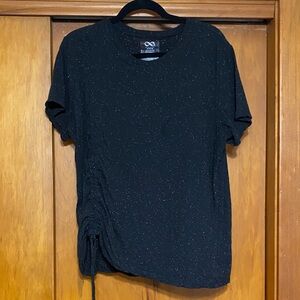 Be Boundless Black Tee T-Shirt Top Short Sleeve Ruched Side Drawstring Casual